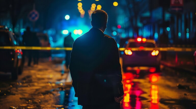 (Beispielbild) Nacht Stadt City Mann Strasse