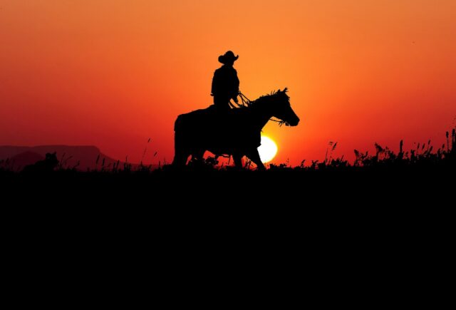 (Beispielbild) Sonnenuntergang Western Pferd Cowboy